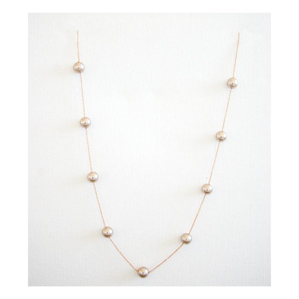 18K Rose Gold plated Beige pearls necklace NEW!